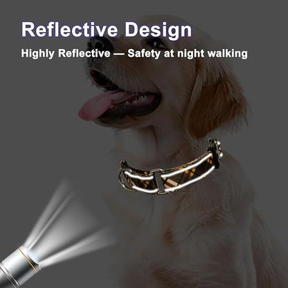 Fall Reflective Martingale Collar for Dogs with Quick Release Buckle Autumn Dog Collars (Brown Plaid, Small)