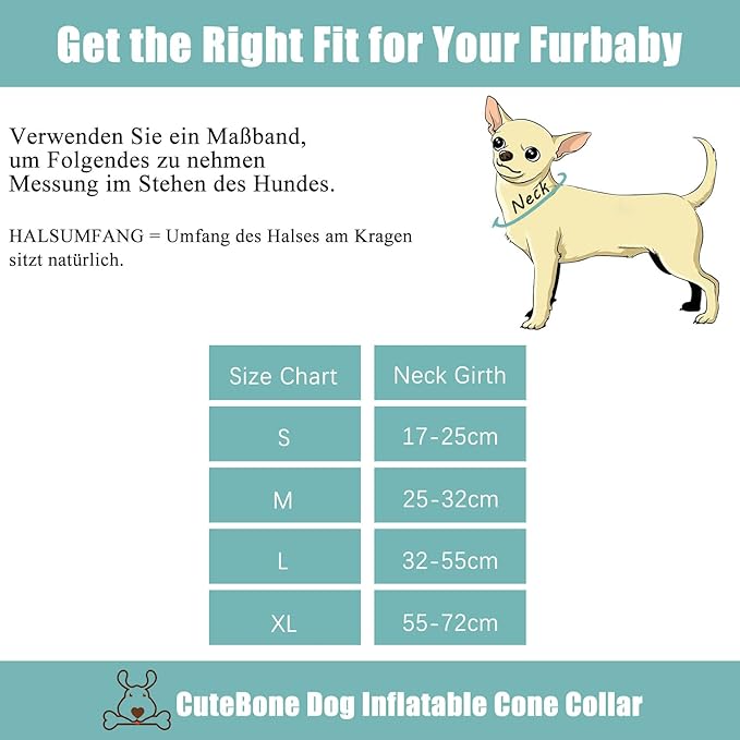 CuteBone Inflatable Dog Donut Collar with Removable Soft Fleece Covers for Small/Medium/Large Dogs and Cats After Surgery GWB01M