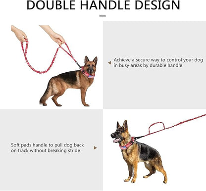 DAGANXI Tactical Dog Collar, Adjustable Military Training Nylon Dog Collar with Control Handle and Heavy Metal Buckle for Medium and Large Dogs, with Patches and Airtags Case (M, Christmas red-Set)