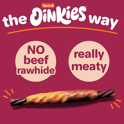 Hartz Oinkies Tender Ribs with Real Chicken, Duck & Veggies, Peanut Butter Flavored Rawhide-Free Dog Treats, Highly Digestible Dog Chews, 22 Count