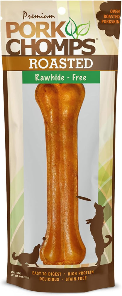 Pork Chomps Roasted Pressed Pork Skin Dog Chew, 7-inch Bone, 1 Count