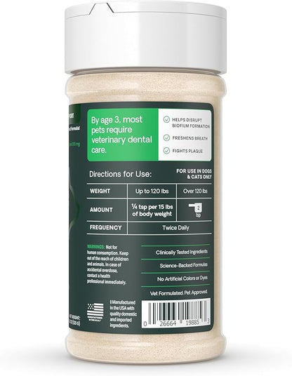 VetriScience Healthy Mouth Dog Dental Powder, 2 Pack – Helps Reduce Plaque & Tartar Buildup, Support Clean Teeth & Fresh Breath, Vet-Formulated Oral Care Powder for Dogs & Cats, 2 x 4.2 oz