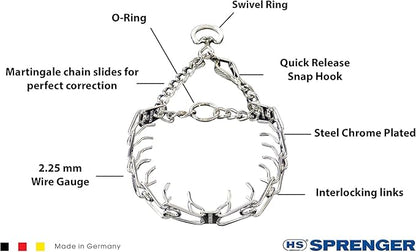 Herm Sprenger Pet Supply Imports Stainless Steel Training Collar with Quick Release Snap for Dogs, Small, 2.25mm, Fits Necks up to 14"