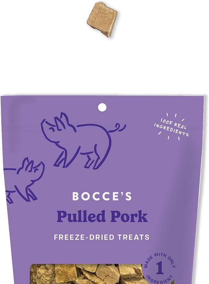 Bocce's Bakery Pulled Pork Freeze-Dried Treats, 3 oz, All-Natural, Made in USA, Dog Treats