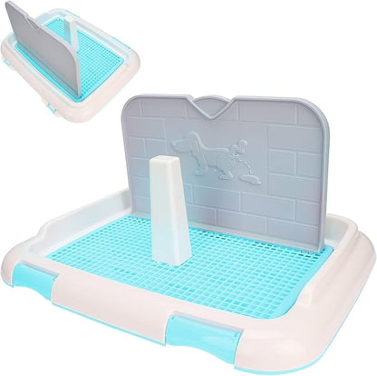 HUIOP Dog Toilet, Prevent Torn Nappy Pads, Ideal for Small Dogs, Simulated Wall Design, Suitable for Male, Keep Feet Dry, 1L Urine Absorption Busy Owners Pet Toilet (Blue)