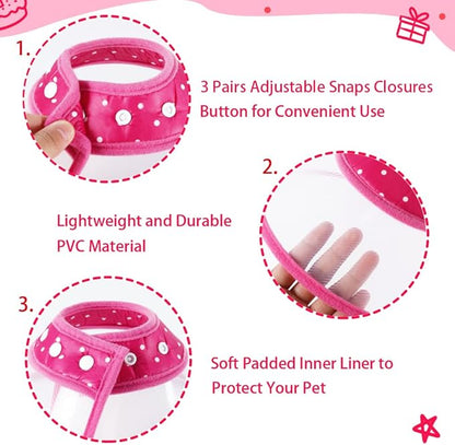 Vivifying Pet Cone for Cats and Small Dogs, 3 Size of Adjustable 5.7-8in Lightweight Recovery Elizabethan Collar for Cats, Puppies and Mini Dogs (Pink)