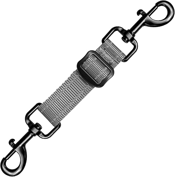 Dog Collar Safety Clip, Reflective Double-Ended Backup Connector for Harness to Collar, Adjustable Safety Clip for Prong, Pinch Collars, Prevents Escapes & Accidental Disconnection