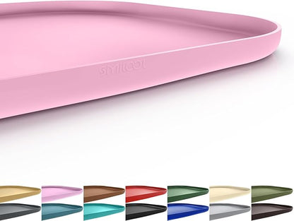 Smilool Silicone Pet Food Mat with Raised Edge for Food and Water Bowl, Dog Feeding Mats, Cat Food Trays for Floor Waterproof, Rubber Tray for Dogs and Cats, 22 x 14 x 0.8 Pink