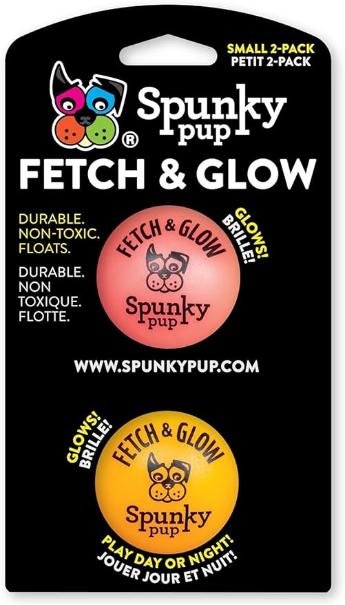Spunky pup Dog Fetch Ball Small 2 Count (Pack of 1), (Assorted)