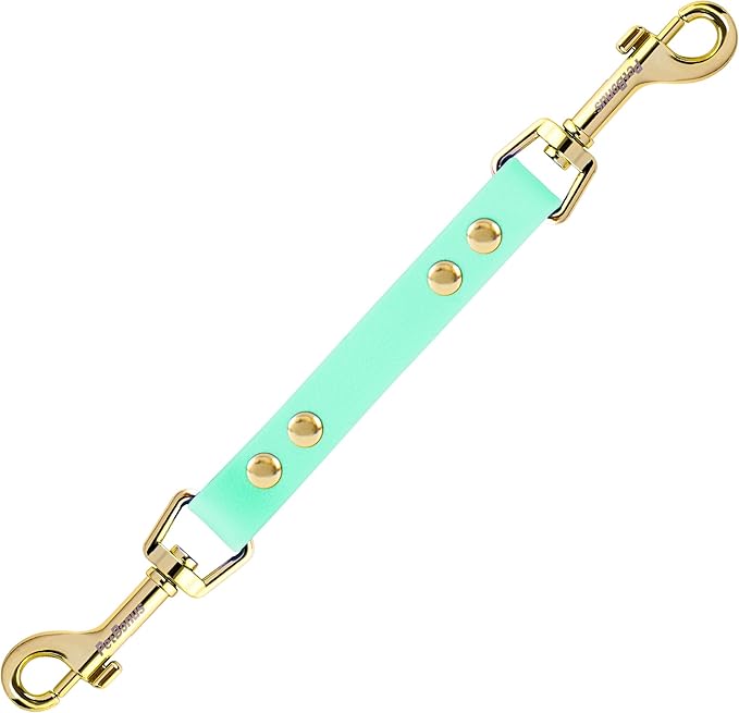 PetBonus Dog Collar Safety Clip, Waterproof Backup Safety Strap for Dog Harness to Prong Collar, Odor Proof Double Ended Clasp Leash Connector for Training Walking (Mint Green)