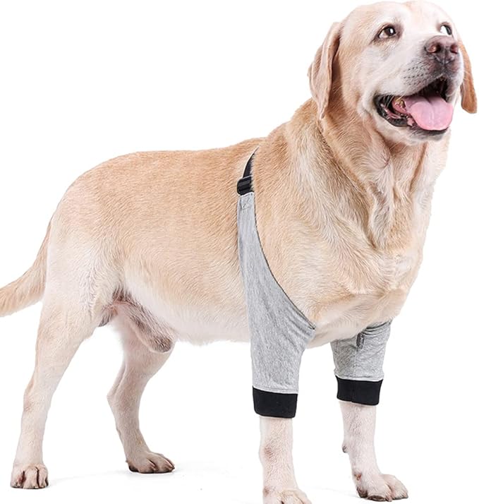 HDKUW Dog Elbow Protector for Calluses, Recovery Suit for Front Legs, Cone Collar Alternative to Stop Licking Wounds, Cover Sleeve for Small Medium Large Dogs (L)