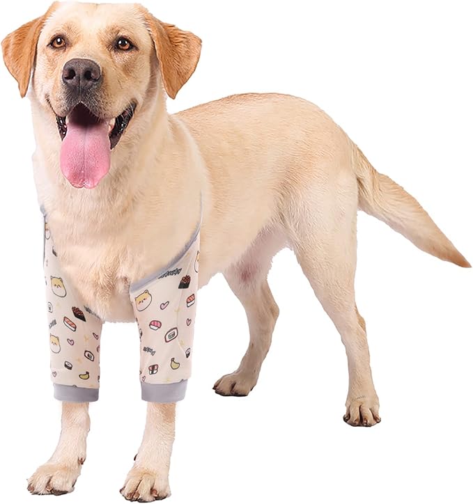 ROZKITCH Dog Surgery Leg Sleeve for Front Legs, Pet Prevent Licking Wound Elbow Knee Protector, Dog Leg Sleeve to Stop Licking Cone Collar Alternative for Sprain ACL CCL Arthritis Cute Dog 2XL