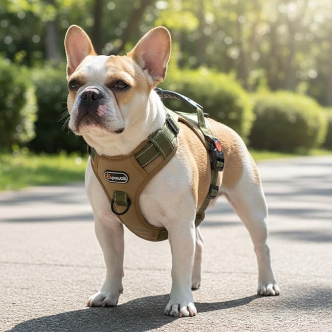 Tactical Dog Harness and Leash Set, No-Pull Adjustable Puppy Vest Collar with Handle, Dual Leash Clips, Reflective Oxford Chest Harnesses with Leashes for Small Dogs Pulling Support S Size