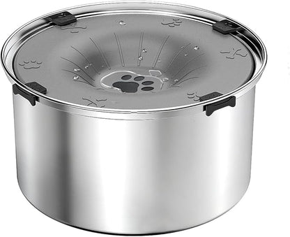 SCHITEC No Spill Dog Water Bowl for Large Dogs, 5.6L / 1.5 Gallon Stainless Steel Splash-Proof Slow Drinking Pet Dish with Floating Disk & Non-Slip Base, Mess-Free Design for Home or Travel-Gray