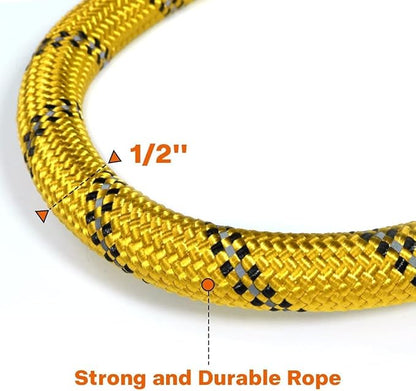 Taglory Rope Dog Leash 5 FT with Comfortable Padded Handle, Highly Reflective Threads Leash and Anti-Tangle Clip for Walking Medium Large Dogs, 1/2 inch, Yellow