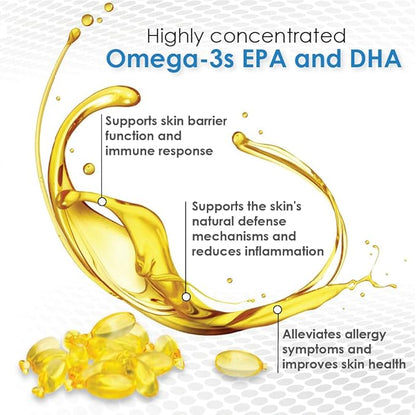 Omega Caps HP Snip Tips for Medium and Large Dogs High Potency EPA and DHA Maximum Bioavailability Fish Oil Supplement Vet Formulated Made in USA Skin Coat Joint and Heart Health 60 Capsules