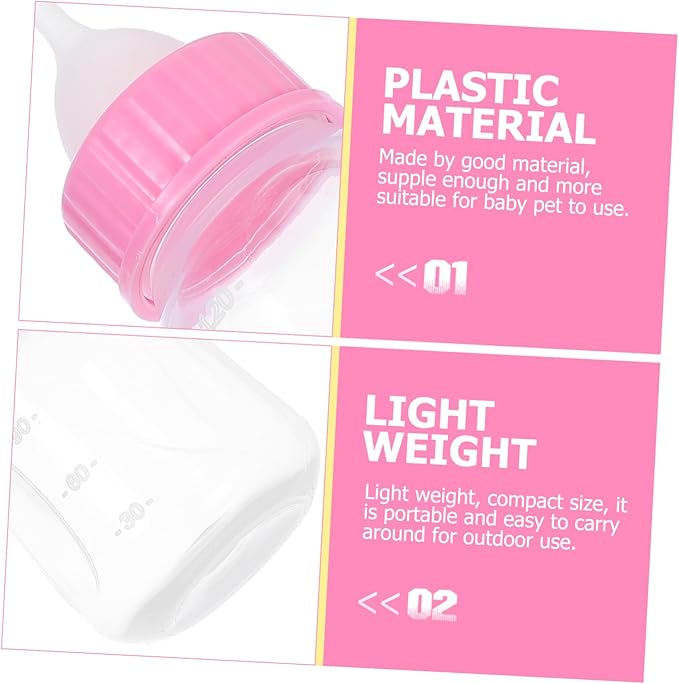 VANZACK 2pcs Dog Rabbit Cat Feeder Small Pet Nursing Bottles Scale Design for Kitten Replacement Milk