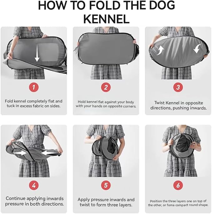 Foldable Dog Kennel for Medium Dogs 36-inch, Portable Waterproof Dog Crate, Pop-Up Indoor/Outdoor Pet Cage & Car Seat Travel Bed (Grey)
