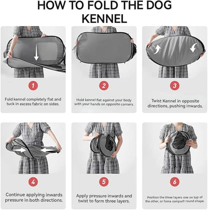 Foldable Dog Kennel for Medium Dogs 36-inch, Portable Waterproof Dog Crate, Pop-Up Indoor/Outdoor Pet Cage & Car Seat Travel Bed (Grey)