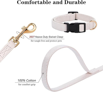 No Pull Dog Harness- Lightweight, Soft, Adjustable Small Harness Collar and Leash Set, Suitable for Cats Puppy Small and Medium-Sized Dog Outdoor Training and Running (Beige, S)
