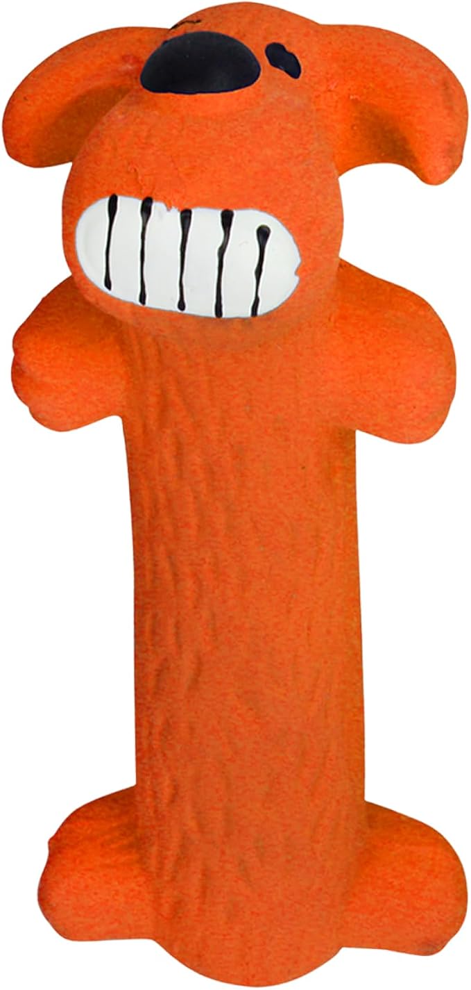 Multipet Original Loofa Latex Dog Toy - Squeaky Toy for All Dogs - Easy-to-Clean Squeaky Toys - Latex Dog Toys for Playing (1 Count, 6”, Random Color Surprise)