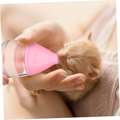 Mikikit Newborn Pet Feeding Bottle Kit Cat Milk Bottle Silicone Nipples Cleaning Brush