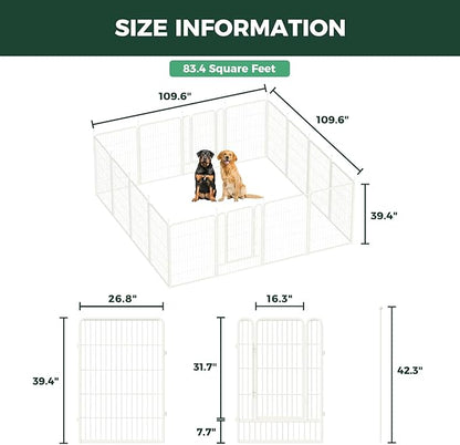 FXW Rollick Unleashed Dog Playpen for Indoor, Yard, RV Camping, 40 inch 16 Panels for Medium and Large Dogs, White│Patented