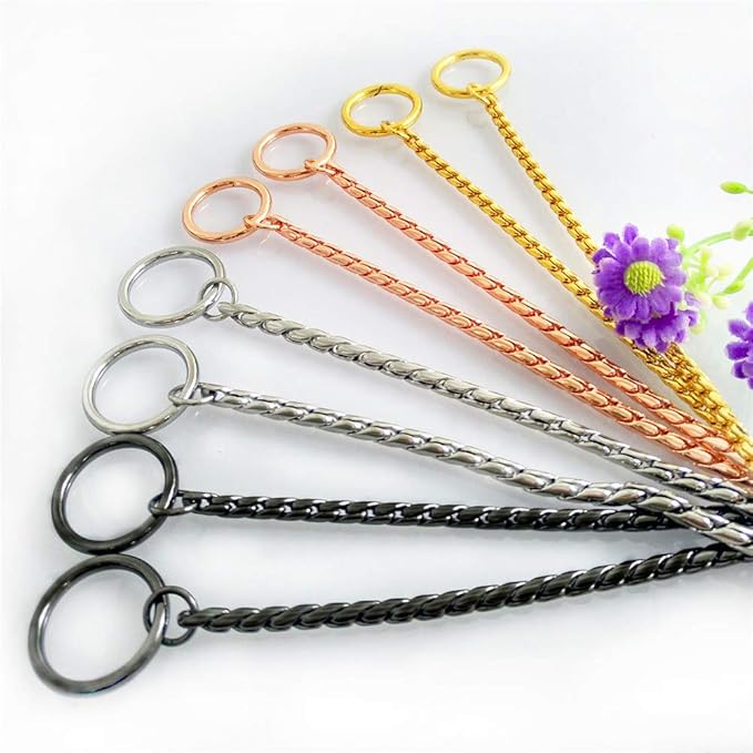 Dog P Snake Chain Chrome Plated Metal Dog Training Choke/Collar-Fully Guaranteed Against Rust Tarnish or Breakage-Recommended for Professional Training (Sliver, 5mm * 28")