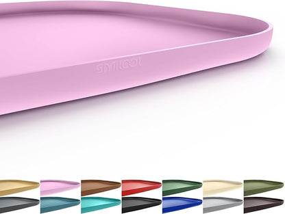 SMILOOL Silicone Pet Feeding Mat with Raised Edge for Food and Water, Dog Bowl Mats, Cat Bowls Placemat with High Lip for Floor Waterproof, Rubber Tray for Cats and Dogs 24 x 16 x0.8 Light Pink