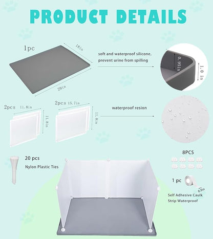Dog Litter Box with High Walls,Indoor Dog Potty for Small to Medium Dogs Like Corgie French Bulldog,etc.No Spill Silicone Pee Pad Holder Tray for Dogs Work with Most Training Pads and Easy to Clean.