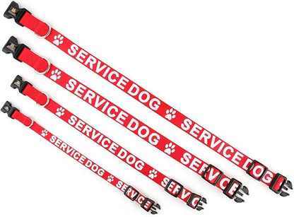 Plutus Pet Service Dog Collar,Printed in Large Letters on Nylon Webbing,Prevents Accidents by Warning Others of Your Dog in Advance,Two Colors,Four Sizes,Neck 8-12 inch,Extra Small,Red