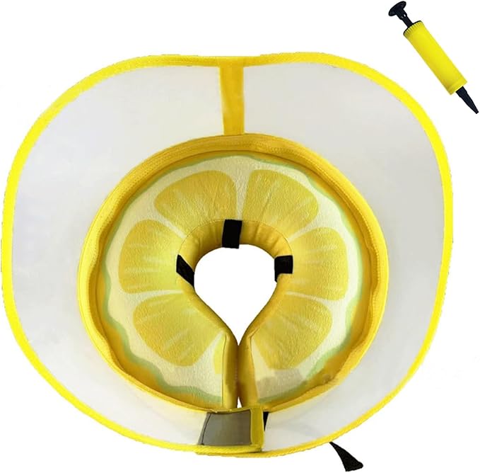 Inflatable Dog Cone Collar for Large Medium Small Dogs to Stop Licking, Soft Dog Cone Alternative Donut Collar After Surgery (Yellow, XL)