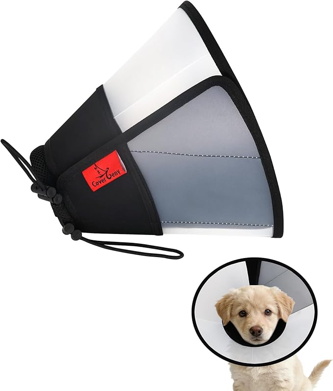 Plastic Dog Recovery Cone Collar, Soft Comfortable Breathable Post-Surgery Pet Cone, Escape-Proof & Easy Clean, Prevents Licking Wounds, Waterproof & Adjustable M (Neck 12.2"-14.9")