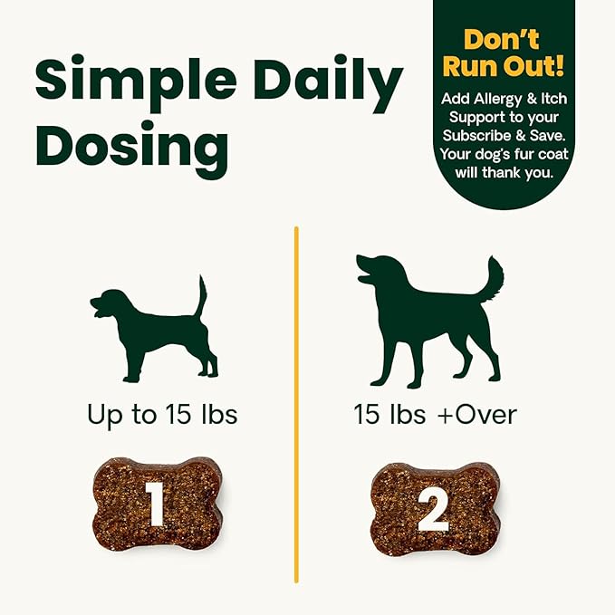 VetriScience Allergy & Itch Support Chews, Skin Supplement for Dogs, Itching, Scratching, and Licking, Support Immune Health, Duck, 75 Count