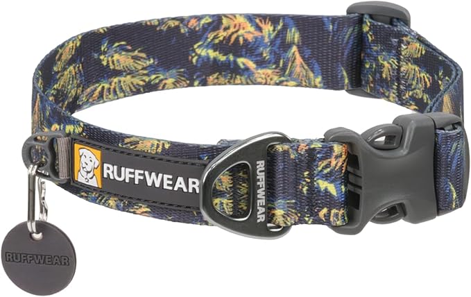 Ruffwear, Front Range Dog Collar, Adjustable Tubelok Webbing, Lightweight, Side Release Buckle, Aluminum V-Ring, Durable for Everyday Use, Deep Jungle, 14"-20"