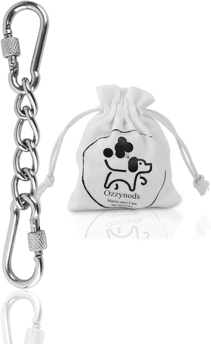 Dog Collar Safety Clip, Chew Proof Prong Collar Double Ended Backup Clasp Stainless Steel, Heavy Duty Dog Chain Leash Connector for Harness, Pinch, Gentle Lead with Carabiner, 4.6in
