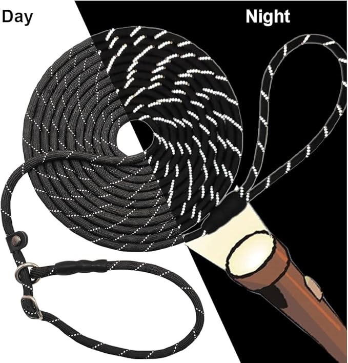BTINESFUL 10FT / 15FT / 20FT Slip Lead Dog Leash, Reflective 1/3” Rope Leash Long Training Lead for Small Medium Dogs
