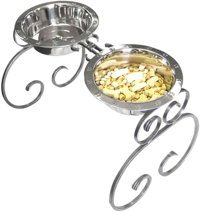 QT Dog - Silver Classic Wrought Iron Diner - 3 Quart,16" Inch