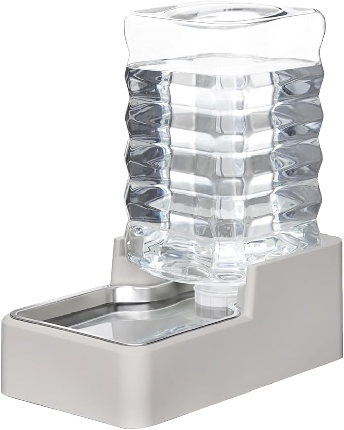 RIZZARI Stainless Steel Pet Water Feeder: 9L Gravity Leak-Proof Auto Refill Water Dispenser - 304 Stainless Steel Bowl - Hygienic & Rust-Resistant - No Filter - for 30-60 LB Dogs - Home/Office
