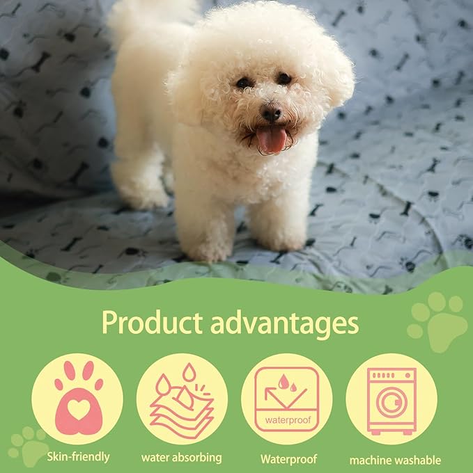 Washable Dog Pee Pad, Gray, Waterproof Bed Pads, Puppy Training, Reusable Pet Training Mat