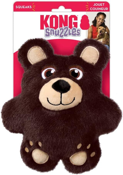 KONG Snuzzles Dog Toy, Plush Squeaker, Crinkle Sounds, Soft Durable Indoor Play (Bear, Medium)