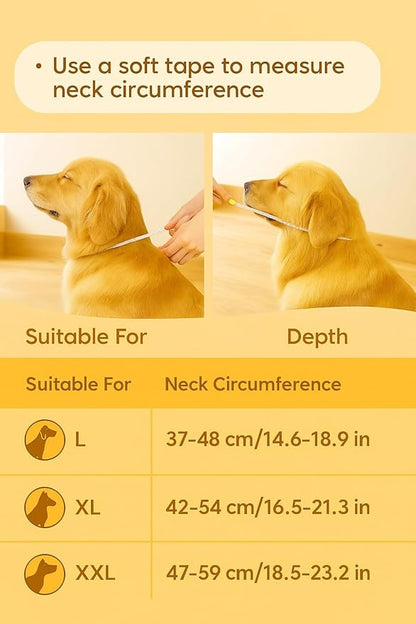 Soft Cone for Dogs Comfortable Adjustable Recovery Collar – Protective E-Collar for Surgery, Neutering & Wounds – Yellow – Sizes L