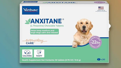 Virbac ANXITANE® (L-Theanine) Chewable Tablet - Promotes relaxation for anxious behavior - Medium/Large Dog >22lbs