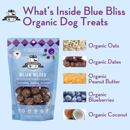 Lord Jameson Blue Bliss and Berry Best Bundle – Organic Soft & Chewy Dog Treats, Allergy Safe Dog Treats for Training & Snacking, Gluten Free & Plant-Based, Made in USA