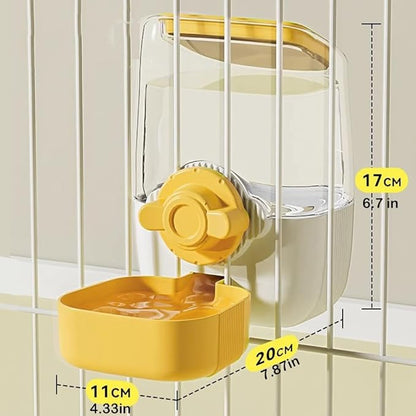 Pet Dog Cat Hanging Automatic Feeders Drinking Bowls, Auto Gravity Rabbits Feeder No Drip Water Set, Cage Pet Feeding Bowls Dispenser for Cats Dogs Puppy, Rabbit (Yellow)