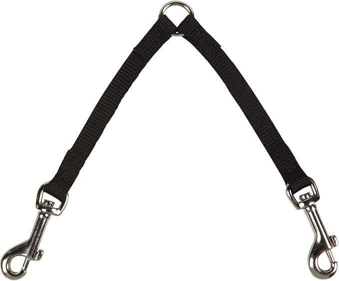 Guardian Gear Nylon 2-Way Small Dog Coupler with Nickel-Plated Swivel Clip, 4", Black