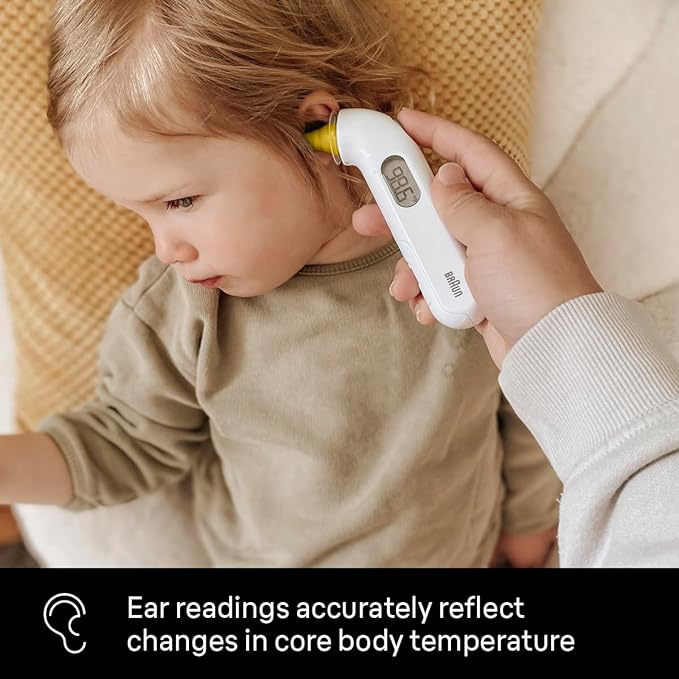Braun ThermoScan 3 Ear Thermometer, Fast 1 Second Measurement, Audio Fever Indicator, Digital Display, Baby and Infant Friendly, No. 1 Brand Recommended by Pediatricians
