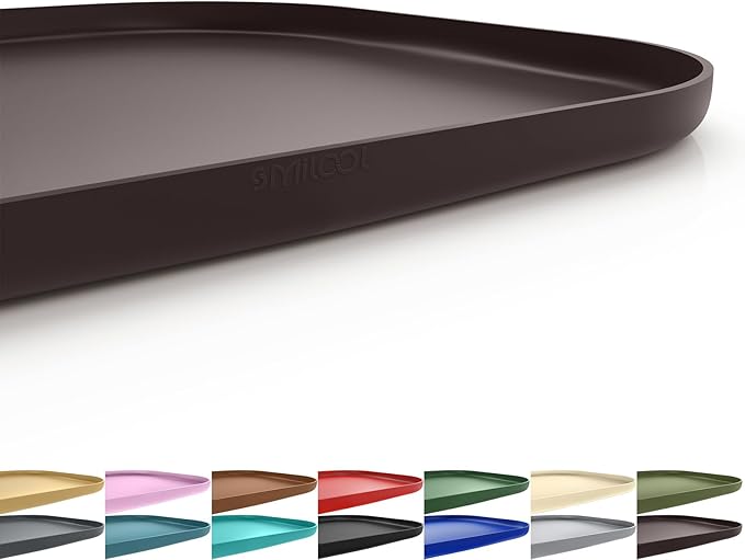 SMILOOL Silicone Pet Feeding Mat with Raised Edge for Food and Water, Dog Bowl Mats, Cat Bowls Placemat with High Lip for Floor Waterproof, Rubber Tray for Cats and Dogs 24 x 16 x0.8 Dark Brown
