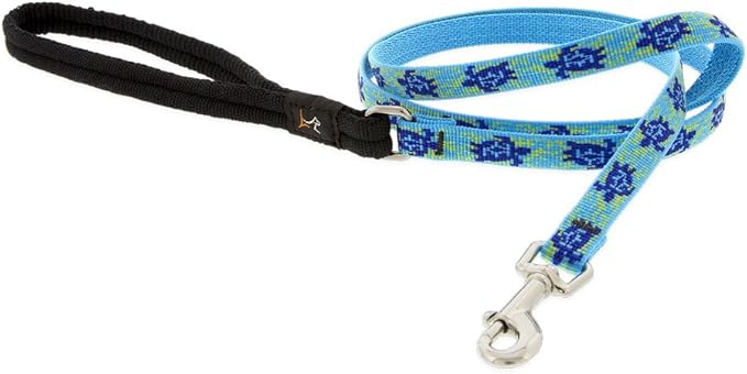 LupinePet Originals 1/2" Turtle Reef 4-Foot Padded Handle Leash for Small Pets