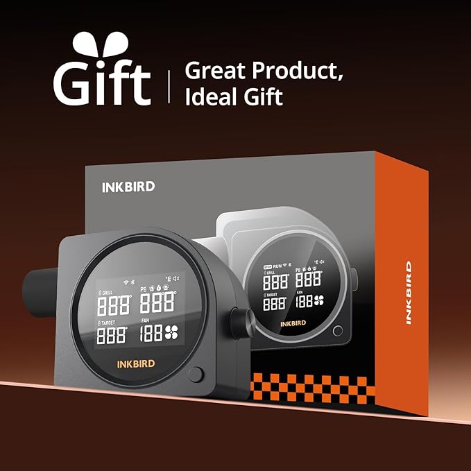 5G Wi-Fi & Bluetooth BBQ Temperature Controller, INKBIRD Automatic Smoker Fan with LCD Screen for Ceramic Grill | Mobile Notification Timer Alarm Calibration for BGE, Kamado, Akorn, Weber, 5 Probes